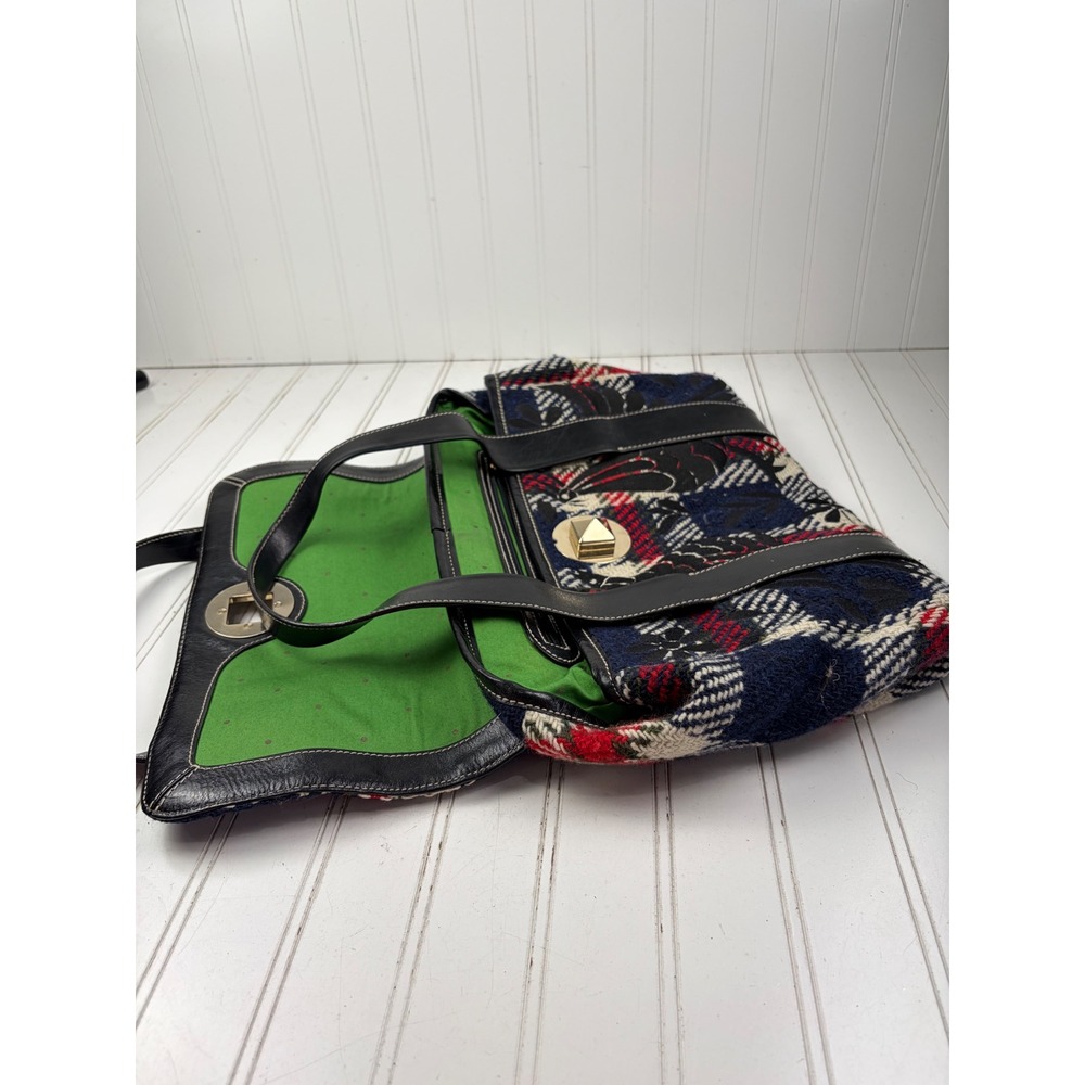 Kate Spade Mackinac Vintage Plaid Wool Floral Tote Shoulder Bag SOLD OUT - Picture 7 of 12